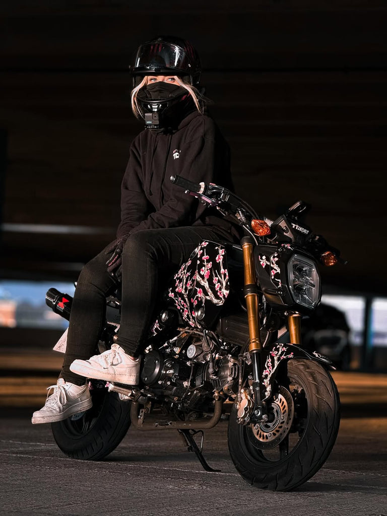 cherry blossom motorcycle helmet Grom 2021-2024 Cherry Blossom (Black) Theme – SEVENTY SEVEN DECALS LLC
